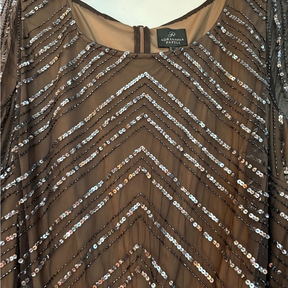 NWT Adrianna Papell Smoke Beaded Blouson Dress - Picture 4 of 4